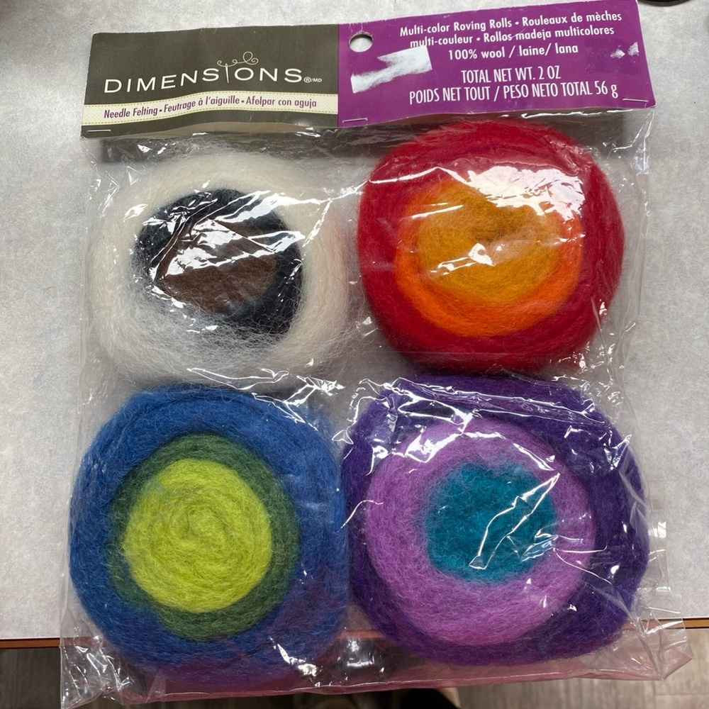 Dimensions Needle Felting Roving Rolls 100% Wool